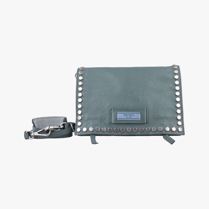 Prada Etiquette Greyish Green Leather 1bd082180/h