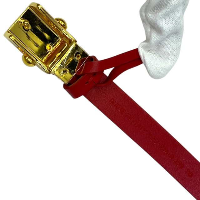 Christian Dior Belt Thin Belt CD Logo Red Women's Christian Dior [size 70]