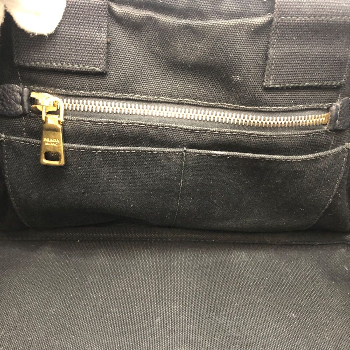 Prada Handbag Canvas Black Canapa Tote Travel Mothers Business — view 12