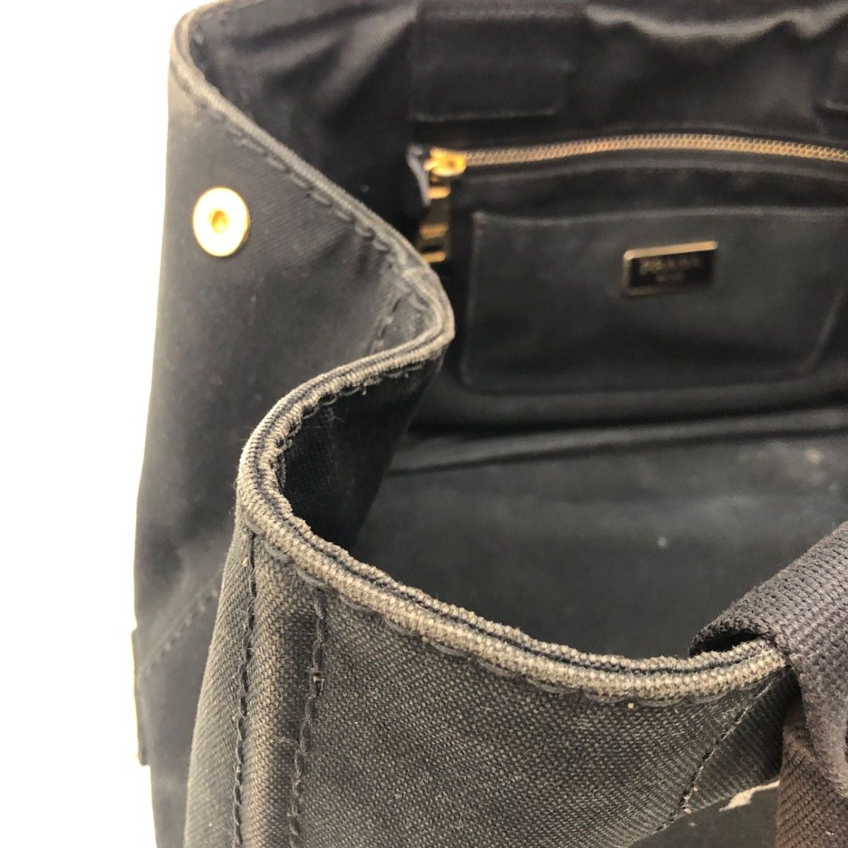 Prada Handbag Canvas Black Canapa Tote Travel Mothers Business — view 14