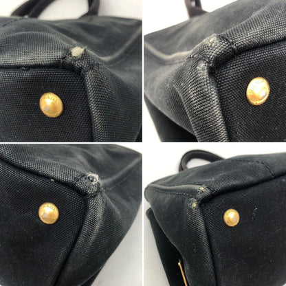Prada Handbag Canvas Black Canapa Tote Travel Mothers Business — view 7