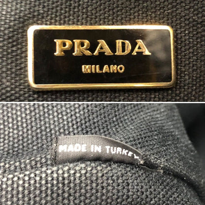 Prada Handbag Canvas Black Canapa Tote Travel Mothers Business — view 8