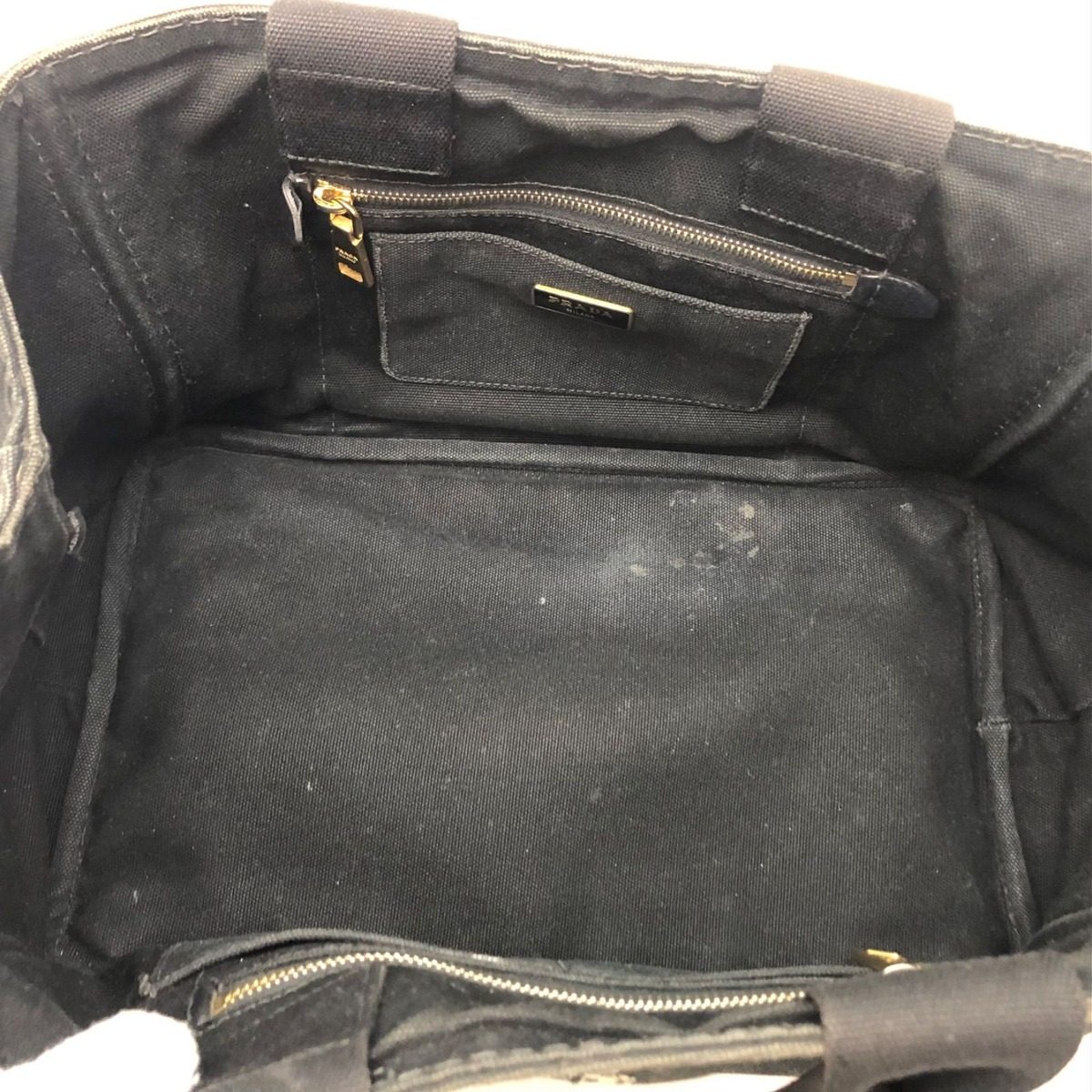 Prada Handbag Canvas Black Canapa Tote Travel Mothers Business — view 9