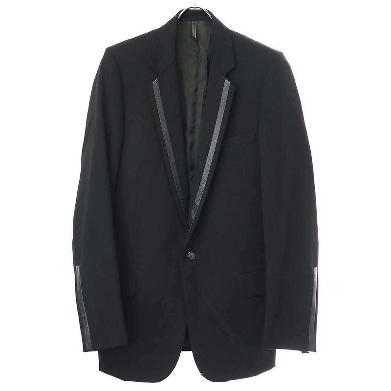 Dior Homme 2002 AW Reflection Leather Trimmed Wool Long Jacket