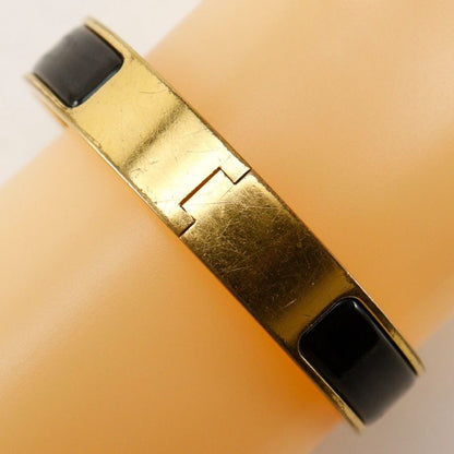 Hermes Click H Gold Plated Black Ladies 34.3g Bangle