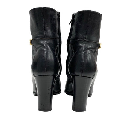 Celine Boots Short Boots Shoes Leather Black Gold Triomphe