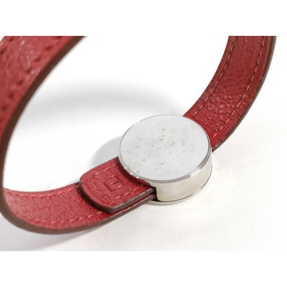 Hermes Bracelet Serie Looping Redish Black Leather Silver Hardware — view 3