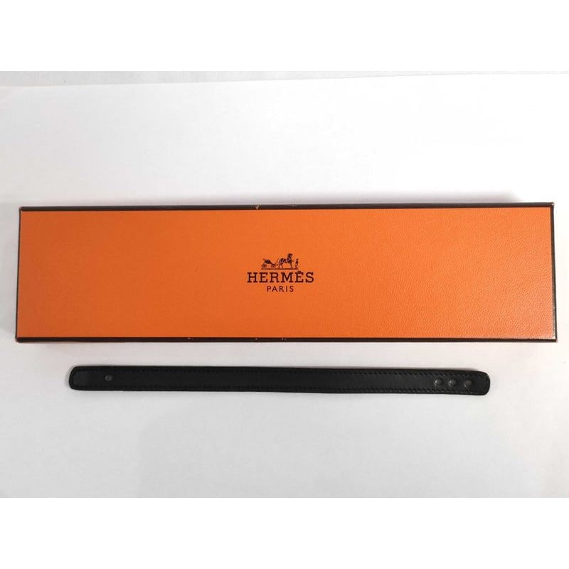 Hermes Bracelet Serie Looping Redish Black Leather Silver Hardware — view 9