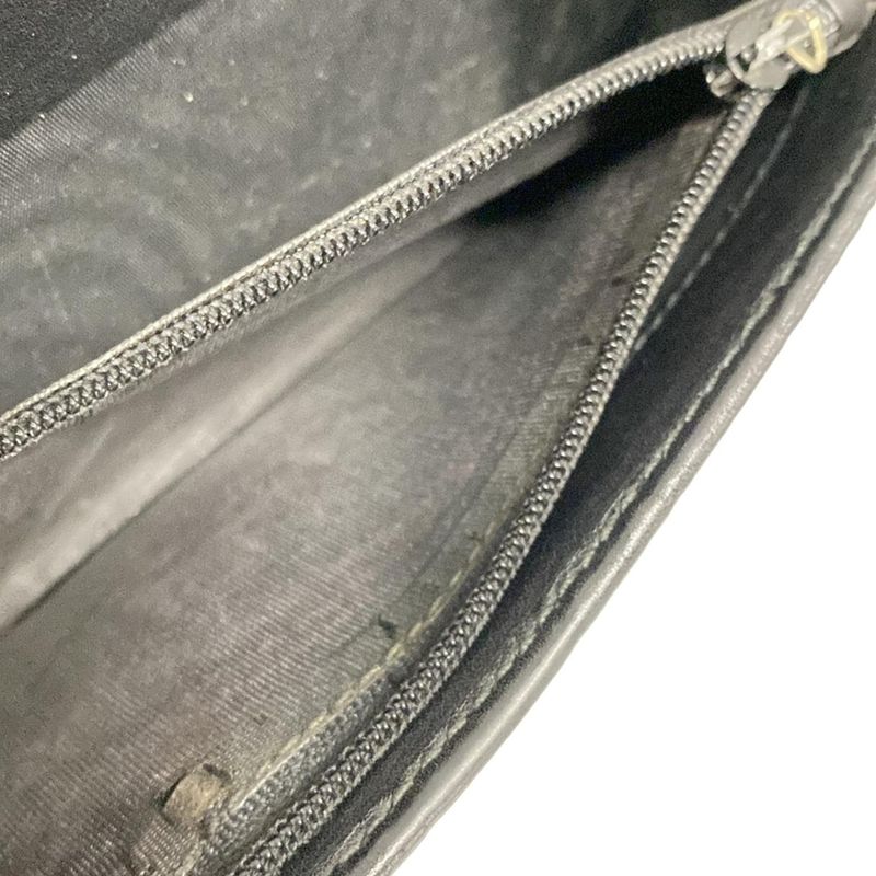 Gucci Long Wallet Stripe Line Metal Bar 244946 Black Leather