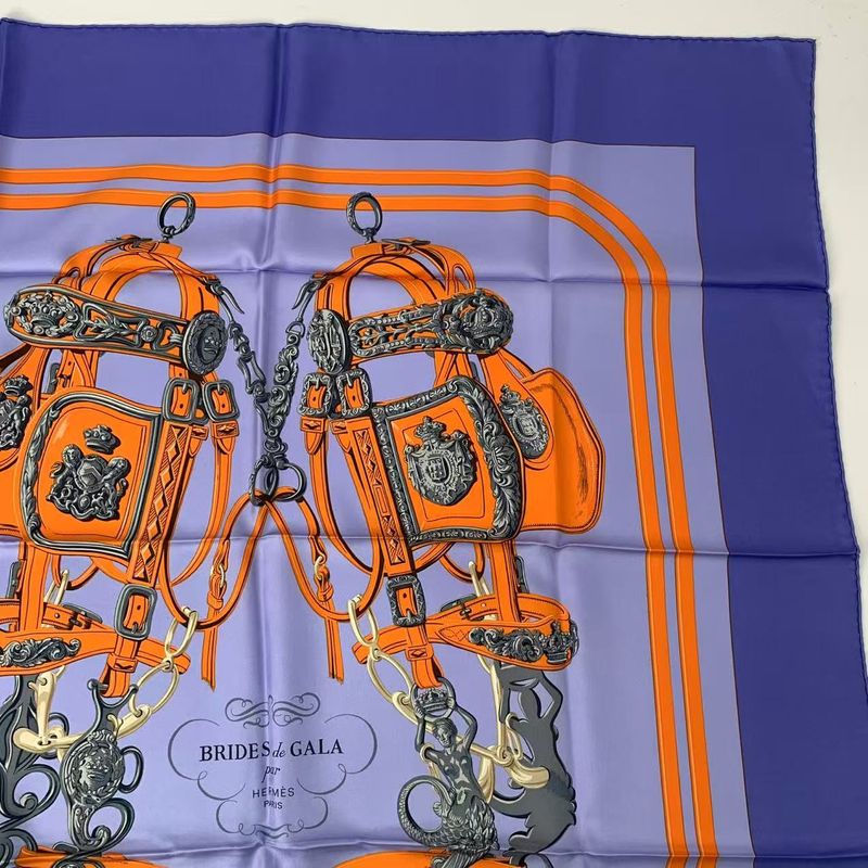 Hermes Carre 90 Silk Scarf Brides DE GALA Brides And Galas Blue