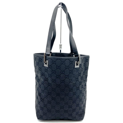 Gucci 31244 Handbag Tote Shoulder Bag GG Canvas Leather Black Women Men Fashion