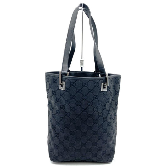 Gucci 31244 Handbag Tote Shoulder Bag GG Canvas Leather Black Women Men Fashion