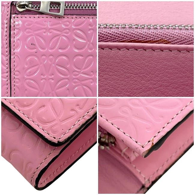 Loewe Folding Long Wallet With Pink Repeat Anagram 107.55f11