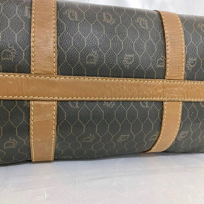 Christian Dior Boston Bag Gray Brown Honeycomb