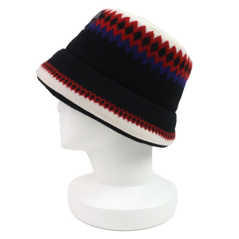 Prada 2022 1hc248 Wool Cashmere Logo Padded Knitted Bucket Hat Black White Red