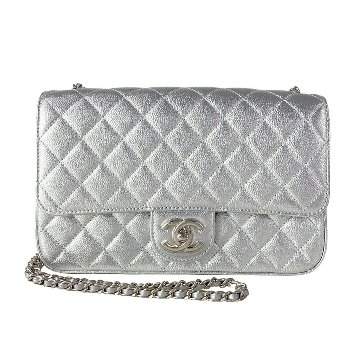 Chanel Shoulder Bag Single Flap Quilted Silver Chain