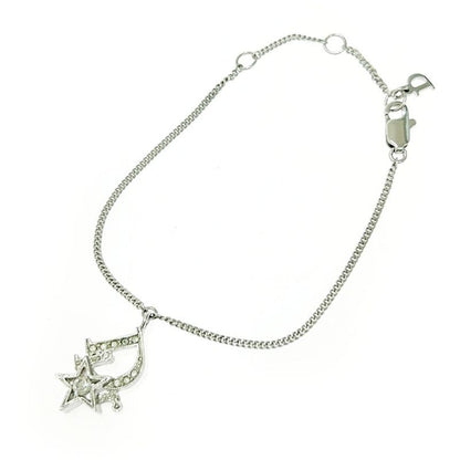 Christian Dior Rhinestone Logo Star Bracelet Silver