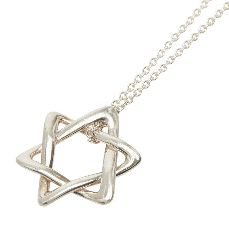 Tiffany & Co Elsa Peretti Star of David Hexagram Chain Pendant Necklace Silver