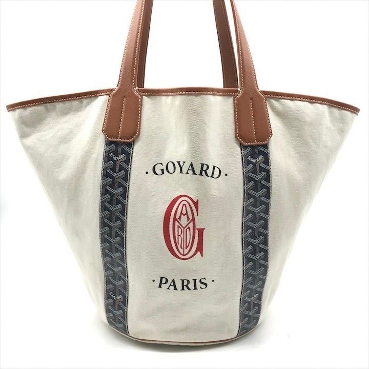 Goyard Bella la Reversible Tote Canvas Leather Navy Brown Natural