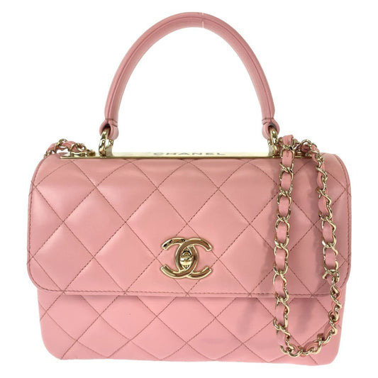 Chanel Quilted CC Logo Turnlock Plate Pink Chain Shoulder Bag 2-Way