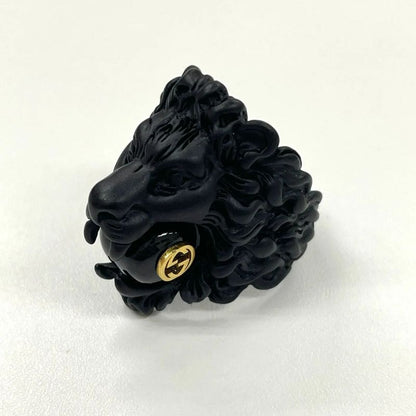 Gucci Michele Lionhead Interlocking G Logo Ring No 13 Metal Black And Gold Made