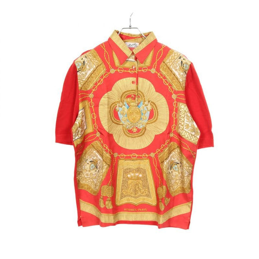 Hermes Knit Red Silk Cotton Scarf Shirt