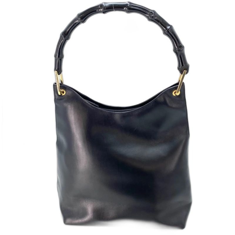 Gucci Tote Bamboo Leather Black Formal Travel Business