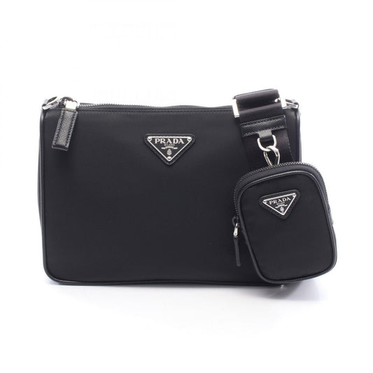 Prada Shoulder Bag Saffiano Travel Black Nylon Leather