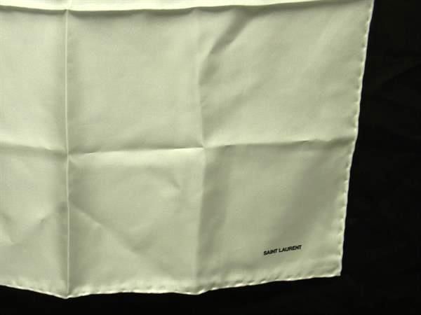 Saint Laurent 100% Silk Handkerchief Scarf For Women In White Fa1168