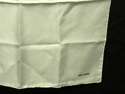 Saint Laurent 100% Silk Handkerchief Scarf For Women In White Fa1168