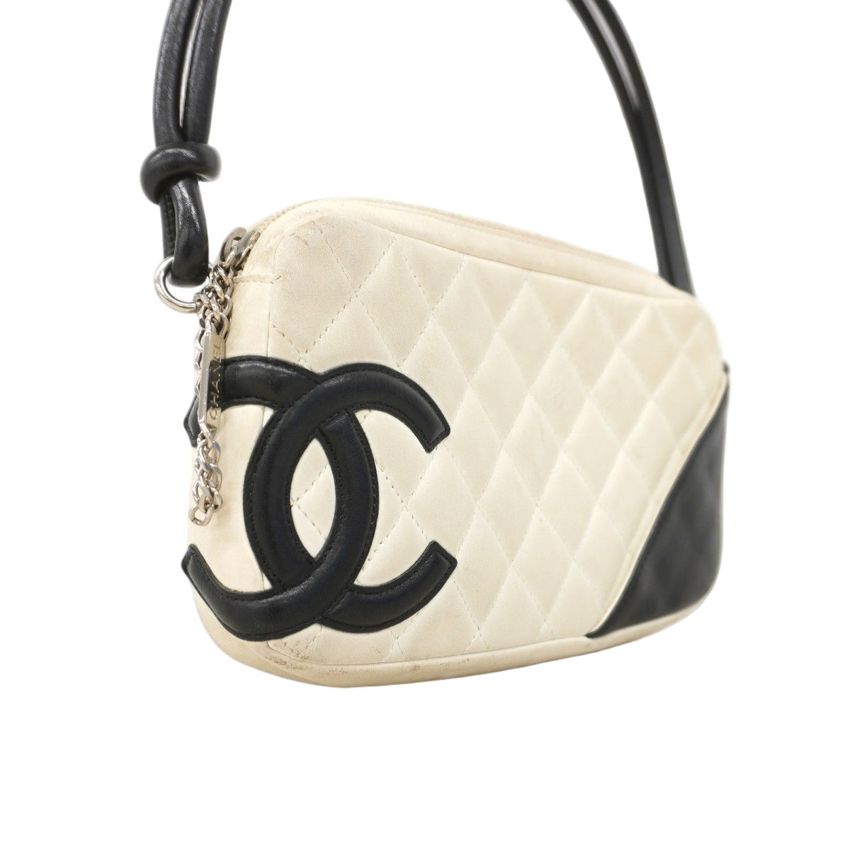 Chanel Handbag Cambon Lambskin Black White Silver — view 2
