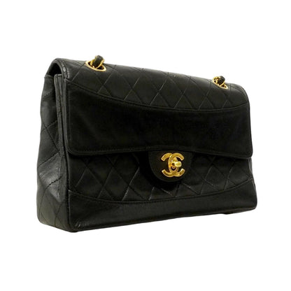 Chanel Shoulder Bag Quilted Lambskin Black Gold — view 2