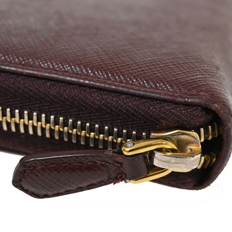 Prada Long Wallet Round Zipper Bordeaux Leather 02bs192