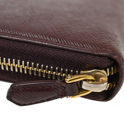 Prada Long Wallet Round Zipper Bordeaux Leather 02bs192