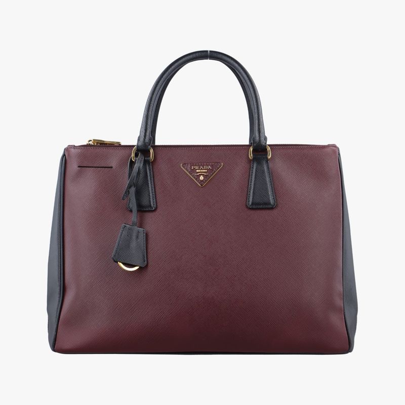 Prada Galleria Wine Red And Black Saffiano Leather Bn22747 V 208