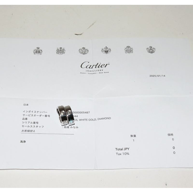 Cartier Earrings 18K White Gold Diamond 6 P Love — view 3