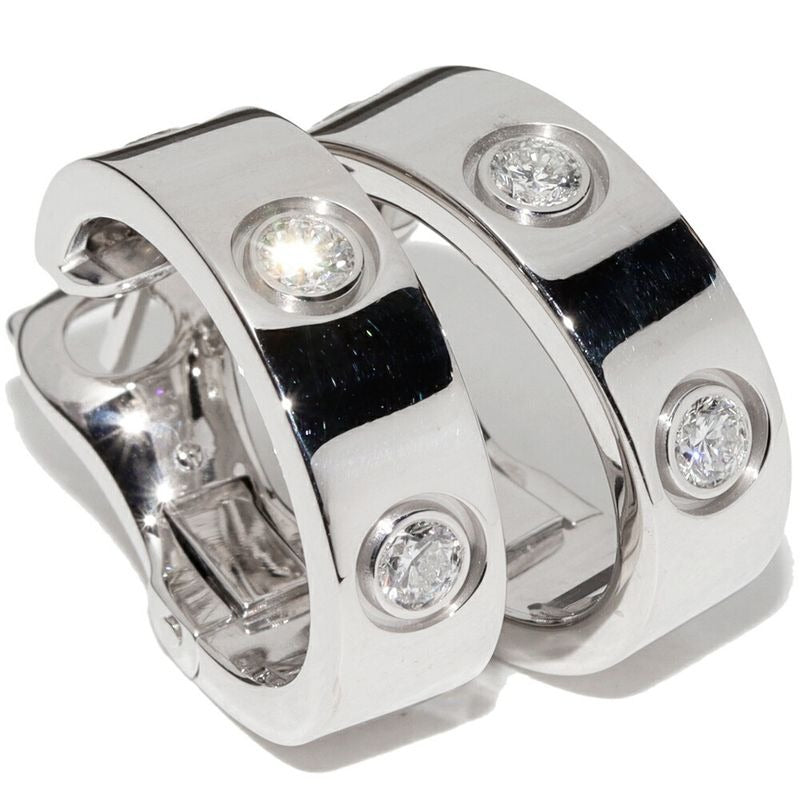 Cartier Earrings 18K White Gold Diamond 6 P Love