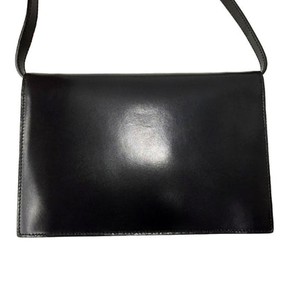Celine Circle Logo Leather Shoulder Bag Old Vintage M13 Black