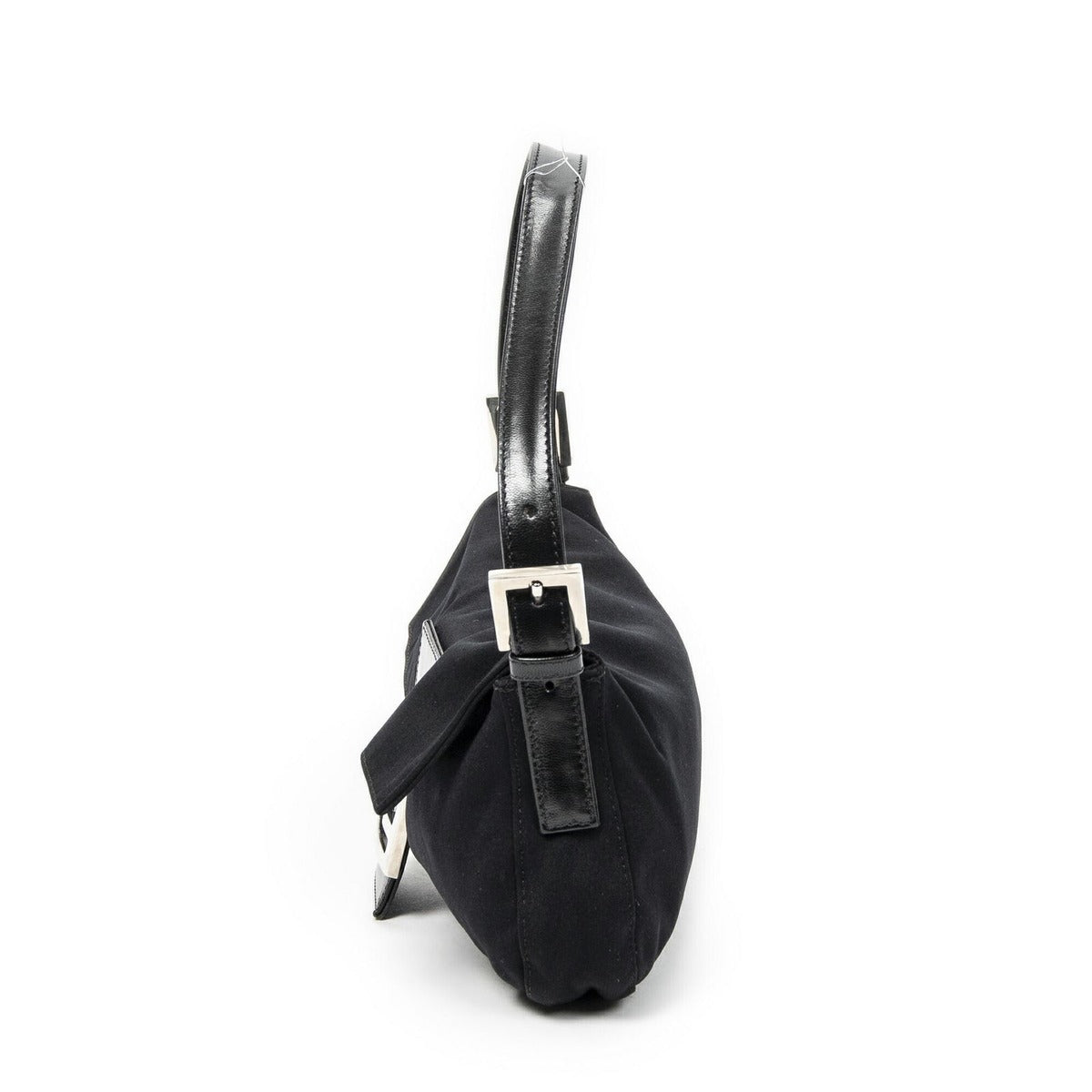 Fendi Mamma Baguette Black Jersey Nylon Canvas Shoulder Bag Bucket — view 3