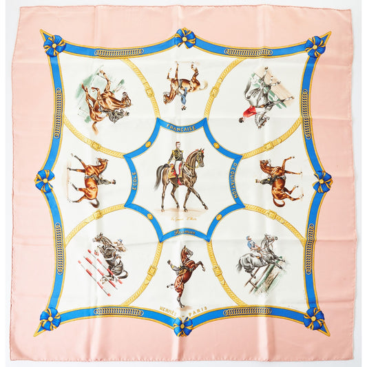 HERMES Silk Scarf Carre 90 Ecole francaise d'equitation Les General L'Hotte 1987
