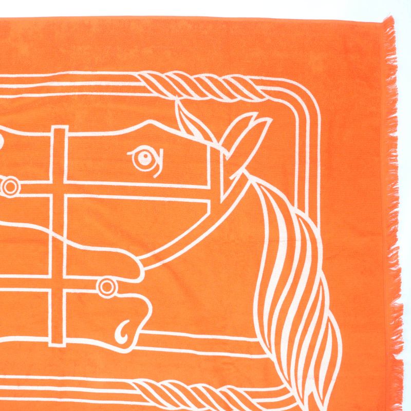 Hermes 25SS Yachting - Tattoo/cadrige PM 100% Cotton Geranium Bath Towel Made