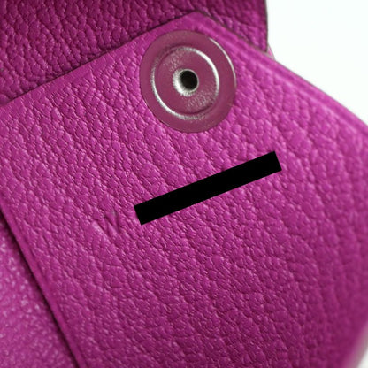 Hermes Calvi Cade Case Rose Purple Chevre W Engraved Leather Accessory
