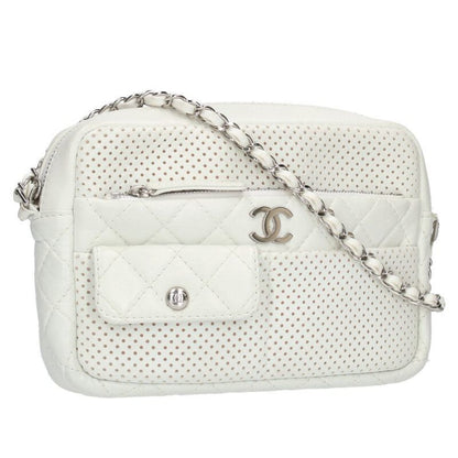 Chanel Lamb Skin Perforated Leather Shoulder Bag Women