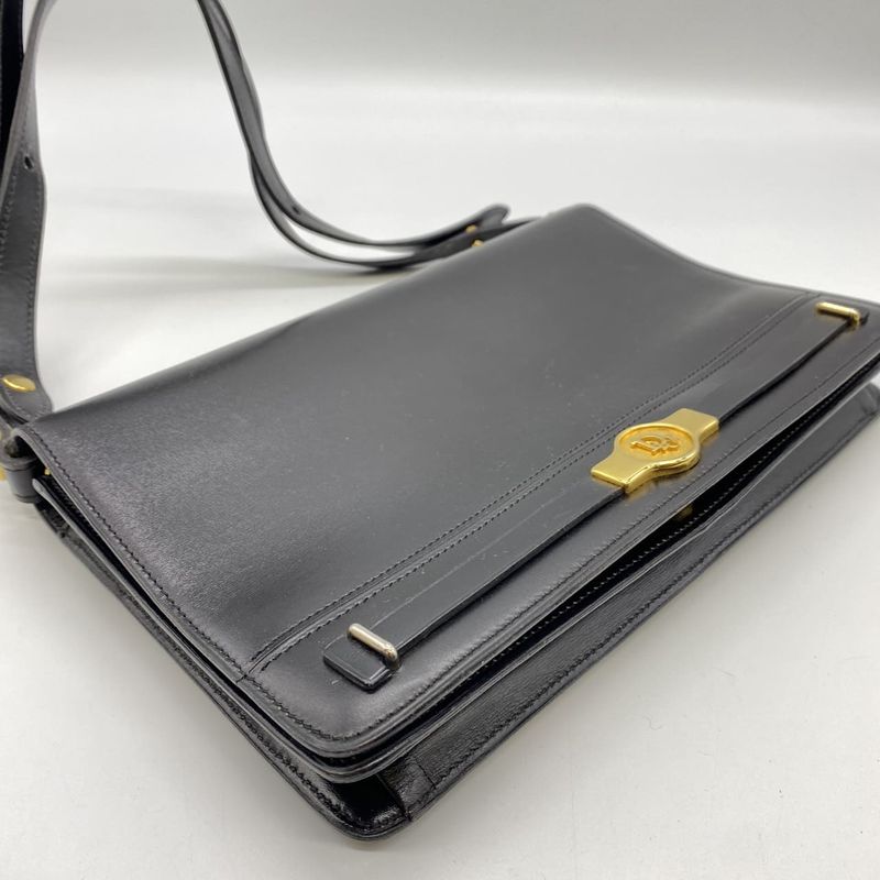 Christian DIOR Shoulder Bag Leather Black Vintage Ladies Men Fashion Gift
