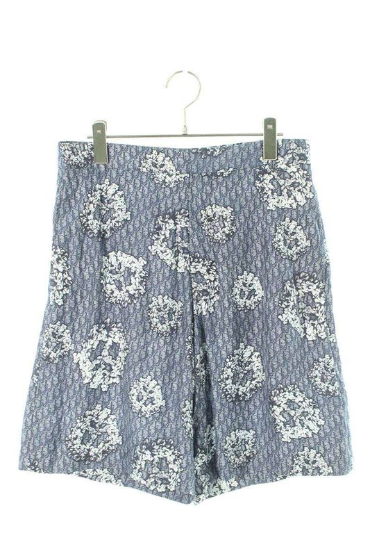 Dior 23AW 013c121b5931 Oblique Flower Print Silk Half Pants Men's 46
