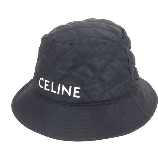 Celine Logo Quilted Bucket Hat Bakeha S Hat Black