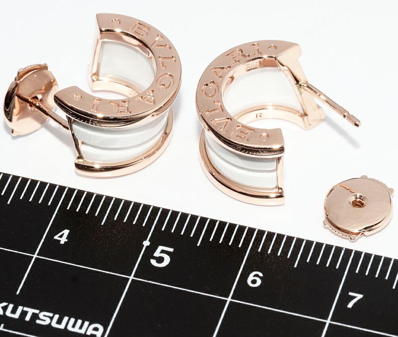 Bulgari Earrings 18K Pink Gold White Ceramic Bzero1 Earrings Hoop Earrings