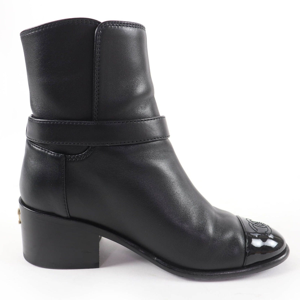 Chanel CC Logo Leather Ankle Boots Short Black 35 Handbag — view 6