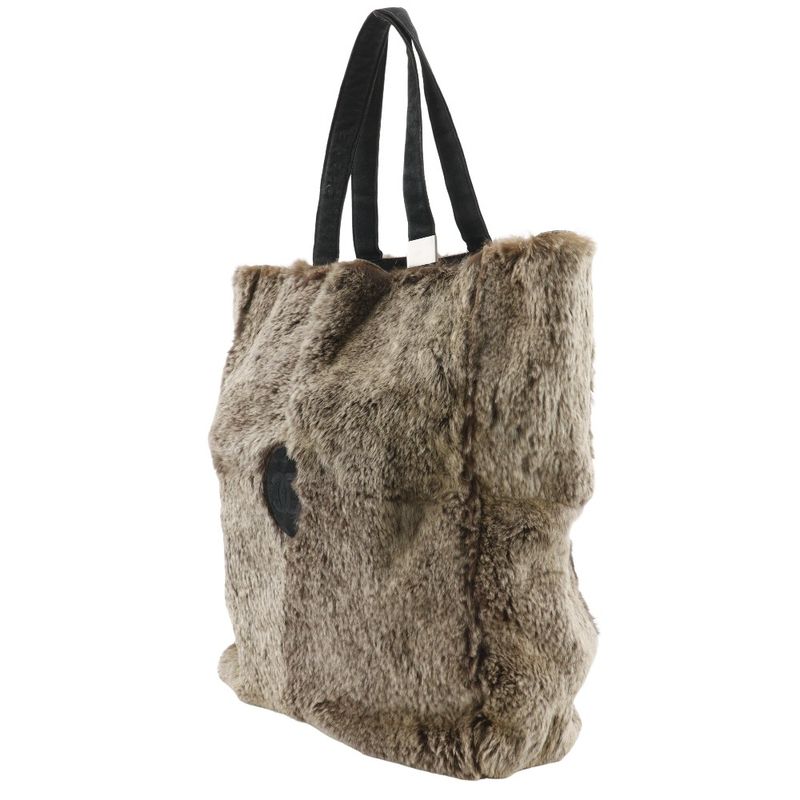 Chanel Coco Mark Tote Bag Rabbit Fur Brown Ladies Handbag