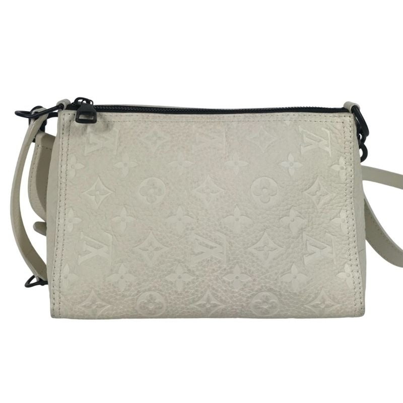 Louis Vuitton Shoulder Bag Triangle Messenger Taurillon Leather White